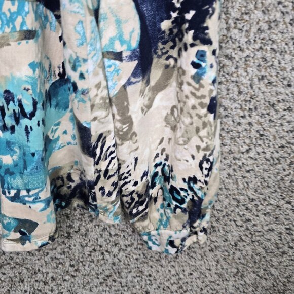 Chicos Weekends Top Womens 2 US Large Blue Terry Cloth V Neck Knit Casual Ladies - Picture 2 of 7